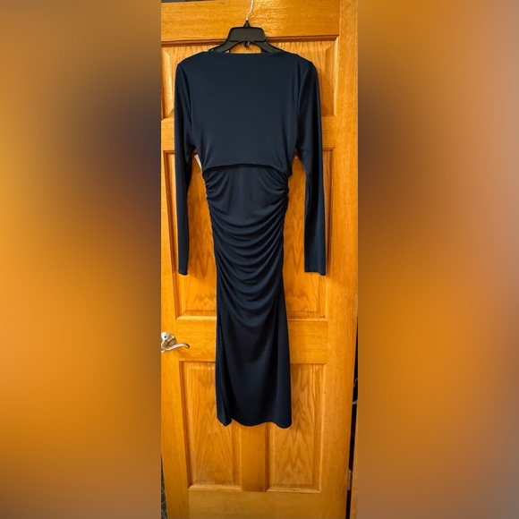 Cinq à Sept Brenna Knot-Tie‎ Gathered Crepe Midi Dress Peacock Blue Sz 8 and 6 - Picture 7 of 8